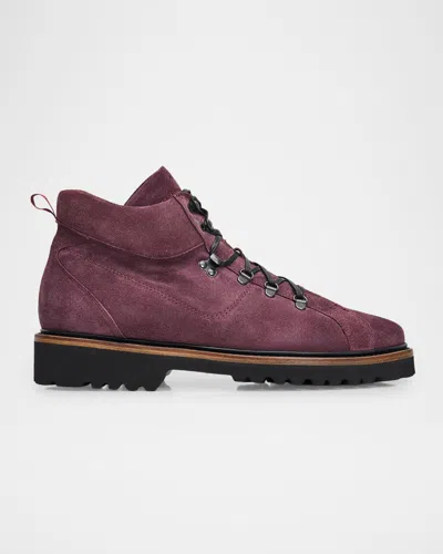 Kiton Men & Apos;s Moritz Suede Ankle Boots In Burgundy