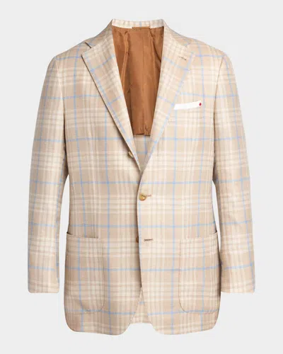 Kiton Men & Apos;s Plaid Cashmere-blend Single-breasted Blazer In Multi