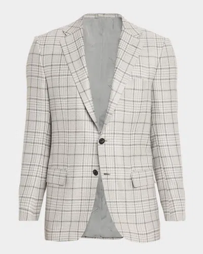 Kiton Men & Apos;s Plaid Wool And Cashmere Sport Coat In Gray