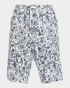 Kiton Men's Printed Linen Drawstring Shorts In Multi