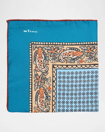Kiton Men & Apos;s Printed Silk Pocket Square In Multi