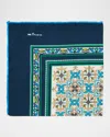 Kiton Men & Apos;s Printed Silk Pocket Square In Blue
