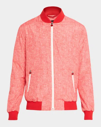 Kiton Men & Apos;s Scratch Print Ribbed-trim Blouson In Red