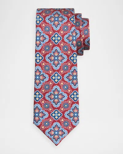 Kiton Men & Apos;s Silk Floral Medallion 7-fold Tie In Red