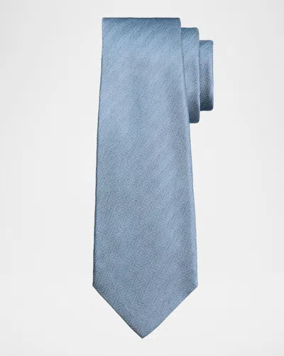 Kiton Men & Apos;s Silk Herringbone 7-fold Tie In Lt Grey