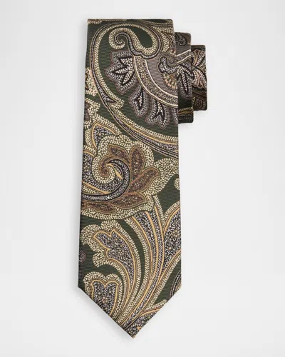 Kiton Men & Apos;s Silk Maxi-paisley 7-fold Tie In Green