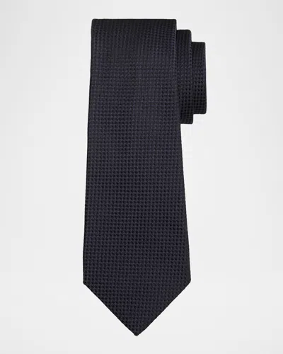 Kiton Men & Apos;s Silk Micro-jacquard 7-fold Tie In Dk Blue