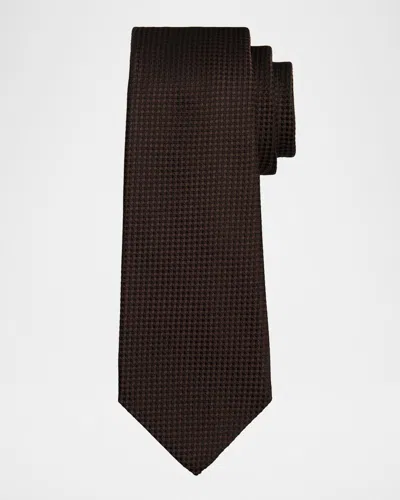 Kiton Men & Apos;s Silk Micro-jacquard 7-fold Tie In Dk Brown