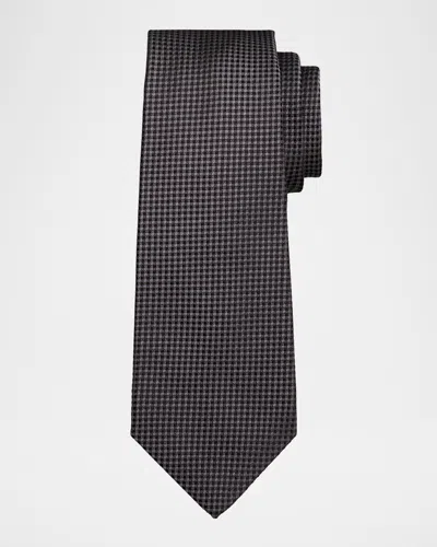 Kiton Men & Apos;s Silk Micro-jacquard 7-fold Tie In Grey