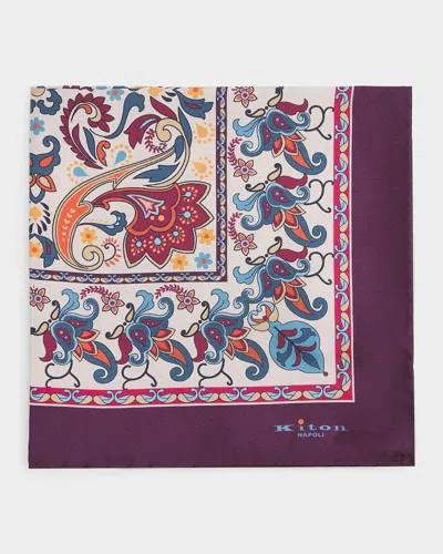 Kiton Men & Apos;s Silk Multicolor Paisley Pocket Square In Red