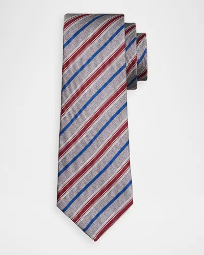 Kiton Men & Apos;s Silk Multi-stripe 7-fold Tie