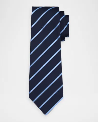 Kiton Men & Apos;s Silk Pinstripe 7-fold Tie In Blue