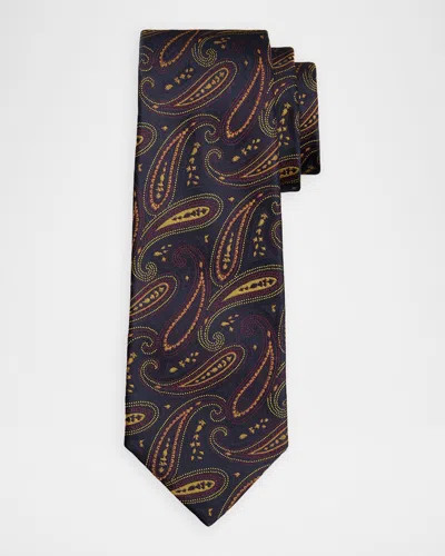 Kiton Men & Apos;s Silk Woven Paisley 7-fold Tie In Brown