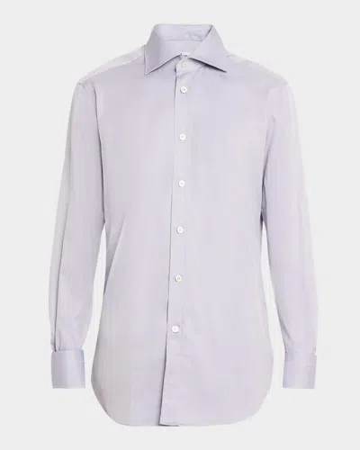 Kiton Men & Apos;s Solid Button-front Shirt In Blue