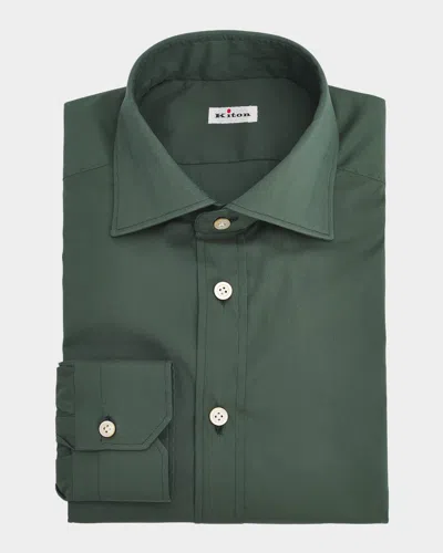Kiton Men & Apos;s Solid Cotton Dress Shirt In Green