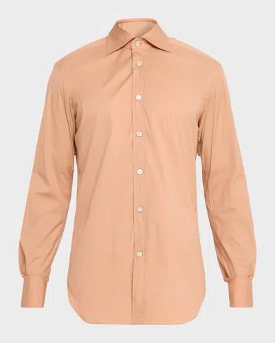 Kiton Men & Apos;s Solid Cotton Sport Shirt In Pink