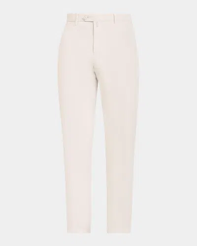 Kiton Men & Apos;s Stretch Tapered Leg Flat-front Trousers In White