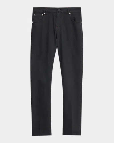 Kiton Men & Apos;s Stretch-cotton Slim-fit Trousers In Black
