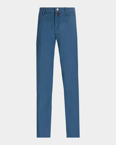 Kiton Men & Apos;s Stretch-cotton Straight-leg Trousers In Navy