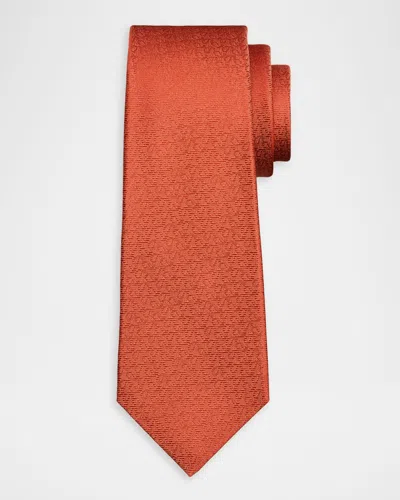 Kiton Men & Apos;s Tonal Jacquard Silk 7-fold Tie In Orange