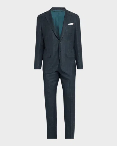 Kiton Men & Apos;s Tonal Plaid Cashmere Two-piece Suit In Blue