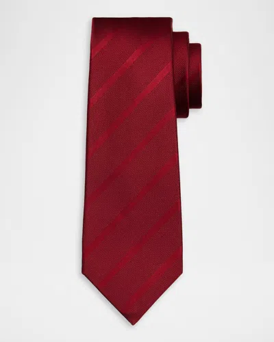 Kiton Men & Apos;s Tonal Stripe Jacquard Silk 7-fold Tie In Red
