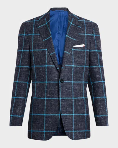 Kiton Men & Apos;s Windowpane Cashmere, Wool And Silk Sport Coat