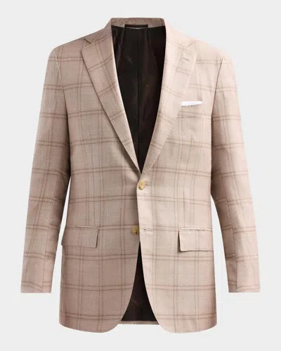 Kiton Men & Apos;s Windowpane Plaid Single-breasted Sport Coat In Neutral