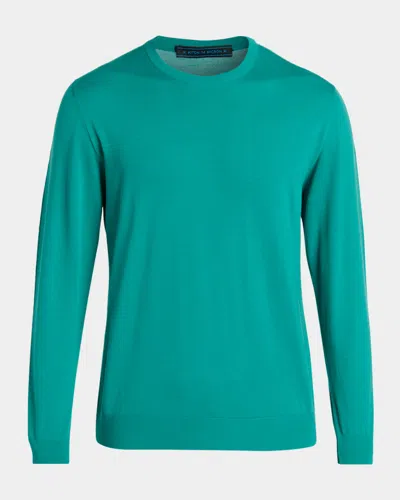 Kiton Men & Apos;s Wool Crewneck Sweater In Peacock Gr