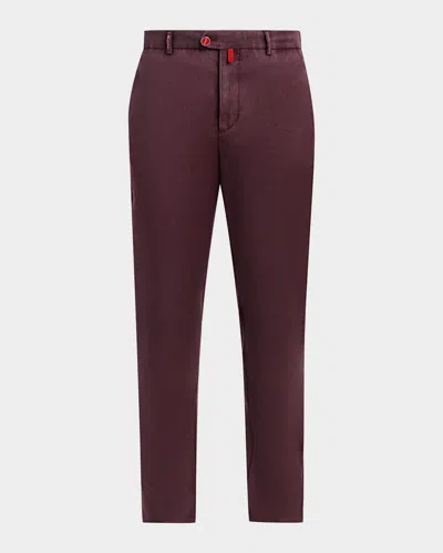 Kiton Men & Apos;s Wool Tapered-leg Trousers In Burgundy