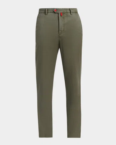 Kiton Men & Apos;s Wool Tapered-leg Trousers In Green