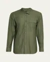 Kiton Men's Cotton And Silk Snap-front Overshirt In Green