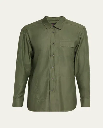 KITON MEN'S BABA COTTON AND SILK SIDE-POCKET OVERSHIRT