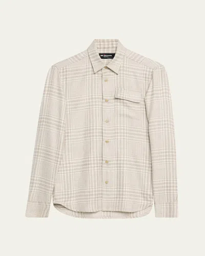 Kiton Men's Baba Tonal Plaid Side-pocket Overshirt In Neutral