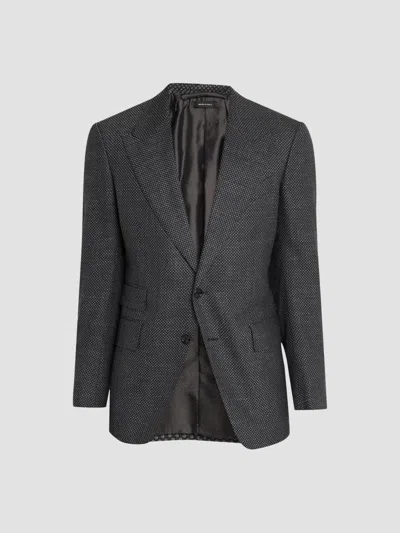 Kiton Men's Birdseye Wool-blend Sport Jacket In Black