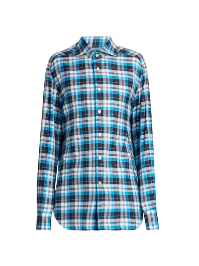 Kiton Men's Bold Plaid Cotton Shirt In Multi