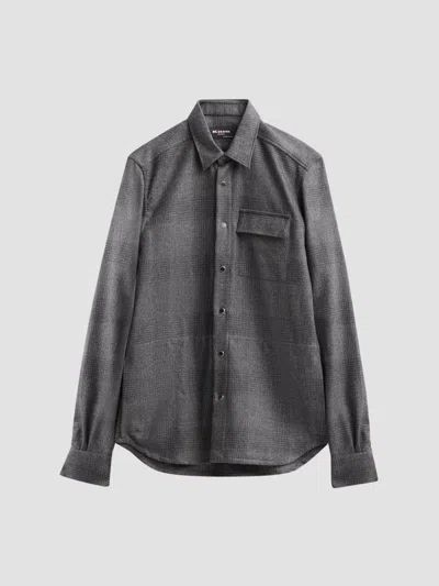 Kiton Men's Buba Plaid Wool-cotton-cashmere Shirt In Gray