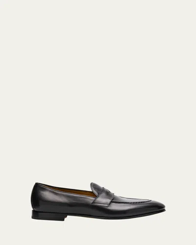 Kiton Men's Calfskin Penny Loafers In Black