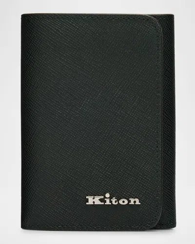 Kiton Men's Calfskin Trifold Wallet In Green