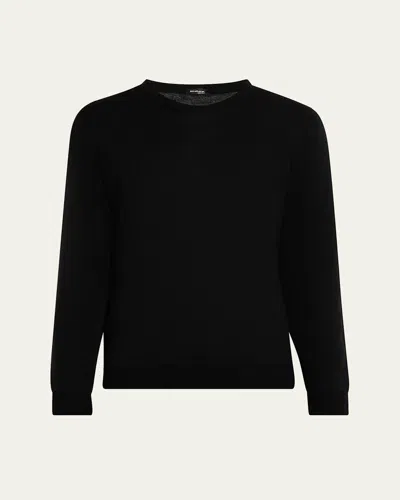 Kiton Men's Cashmere And Linen Crewneck Sweater In Black