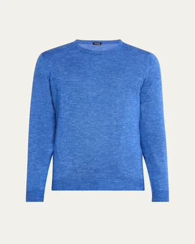 Kiton Men's Cashmere-blend Crewneck Sweater In Blu