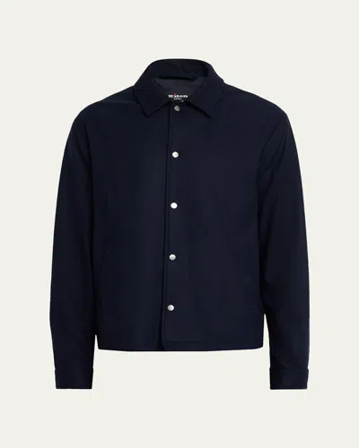 Kiton Men's Cashmere And Polyester Snap-front Blouson In Blue