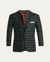 Kiton Men's Cashmere And Silk Check Single-breasted Sport Coat In Green