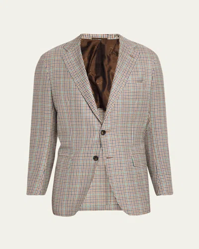 Kiton Men's Cashmere And Silk Multi-check Deconstructed Sport Coat