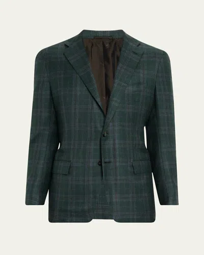 Kiton Men's Cashmere And Silk Plaid Single-breasted Sport Coat In Multi