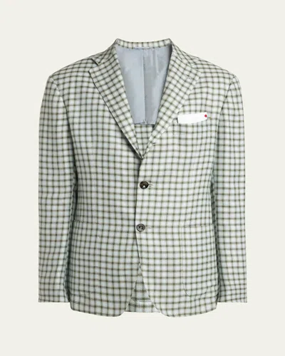 Kiton Men's Cashmere-blend Check Sport Coat In Lt Grn Mult