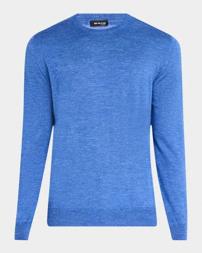 Kiton Men's Cashmere-blend Crewneck Sweater In Blu
