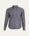 Kiton Men's Cashmere Blend Micro-check Overshirt In Purple