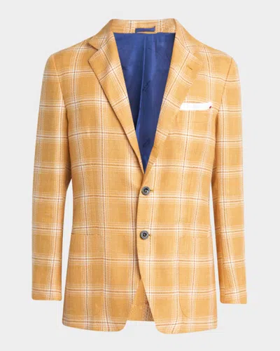 Kiton Men's Cashmere-blend Plaid Sport Coat In Orange