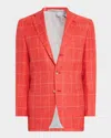 Kiton Men's Cashmere-blend Windowpane Sport Coat In Red